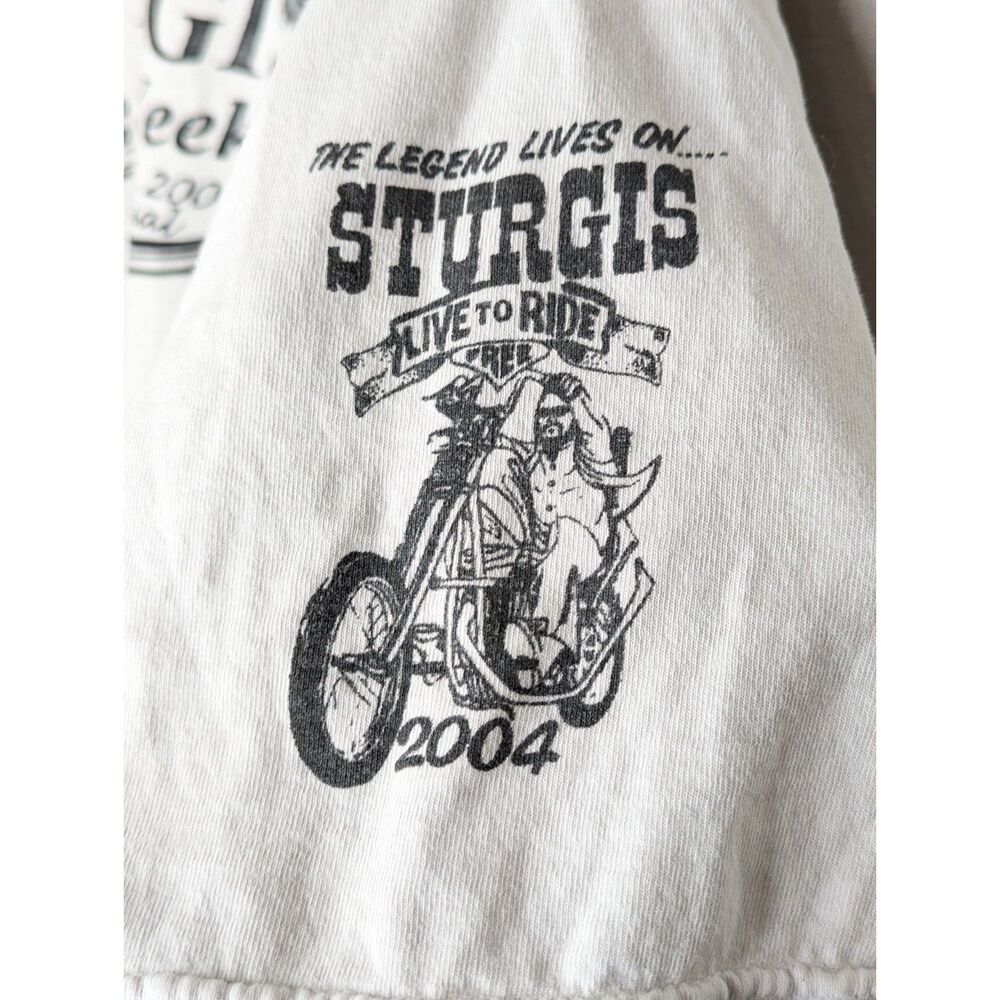 Vintage Thrashed Sturgis 2004 Motorcycle T Shirt Sz 3XL Cotton Made in USA 64th - Picture 3 of 16